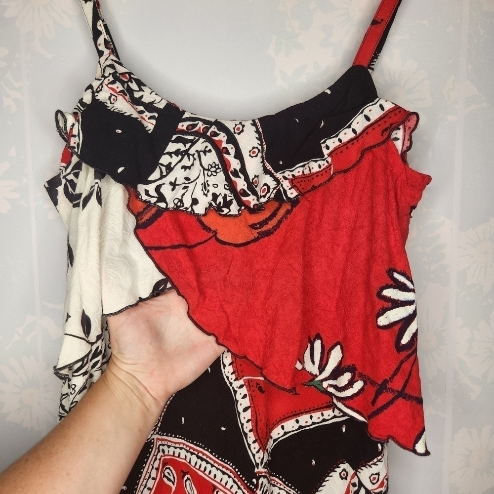 Vintage 80s Jams World Red Bandana Speghetti Strap Mini Sun Dress Size Small - Picture 4 of 10